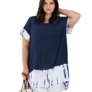 ellos Women's Plus Size Tie-Dye Gauze Tunic Size 3X